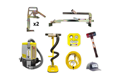 collage of all tools in the paver laying package